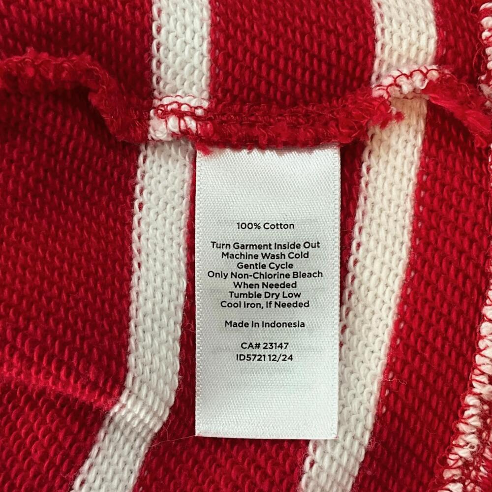 Talbots Beach Terry Hoodie Luna Womens Medium Red White Striped Cotton - Picture 6 of 13